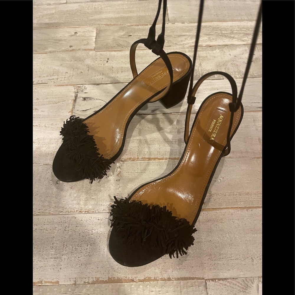 AQUAZZURA Wild Thing 50 fringed suede sandals